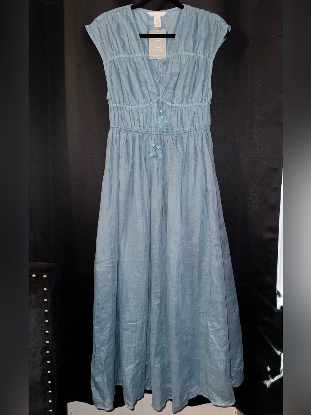 H&M premium drawstring detailed ramie dress - Picture 6 of 11
